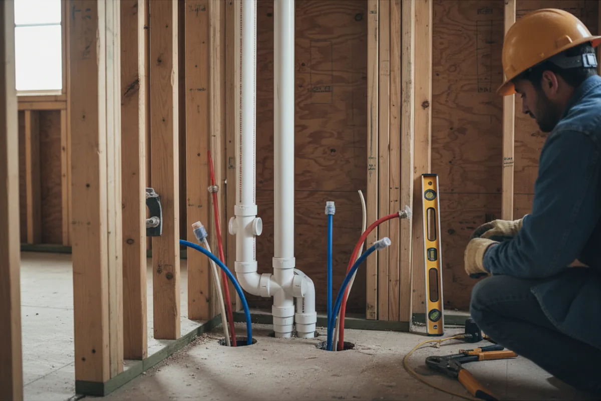 Drain and supply rough-in during Drain Cleaning in Cordova