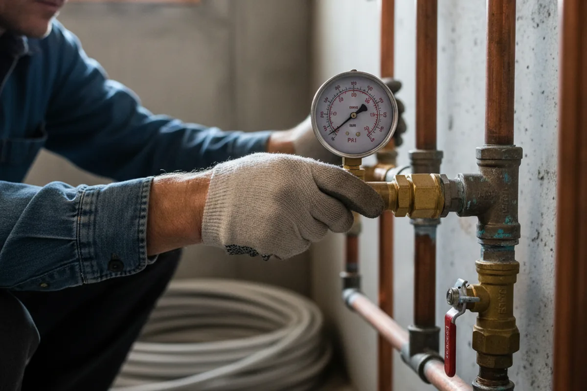 Pressure testing a repaired line during Water Line Repair in Cordova